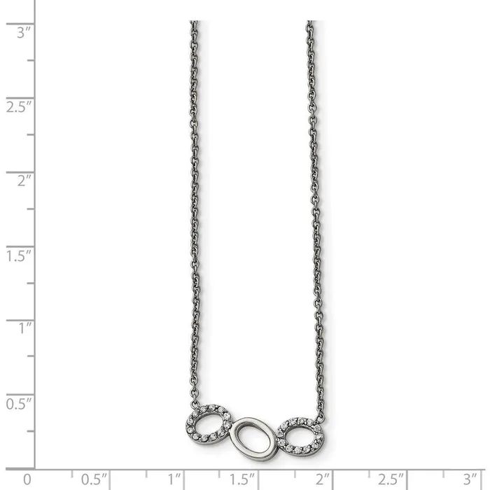 Chisel Necklaces Stainless Steel Polished CZ Necklace Chisel Necklaces Stainless Steel Polished CZ Necklace