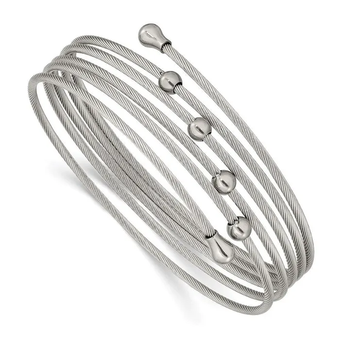 Chisel Stainless Steel Polished Flexible Coil Bangle Bracelets