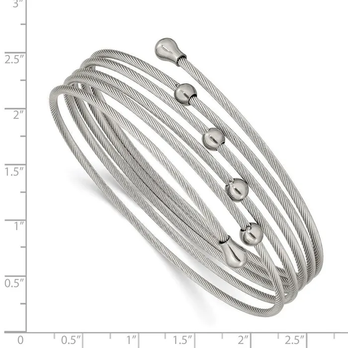 Chisel Stainless Steel Polished Flexible Coil Bangle Bracelets Chisel Stainless Steel Polished Flexible Coil Bangle Bracelets