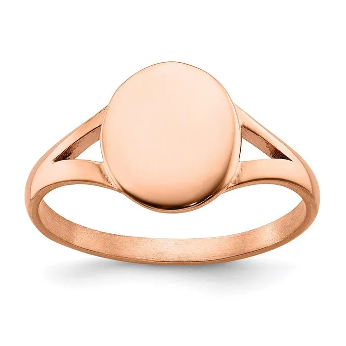 Chisel Stainless Steel Polished Rose IPplated Oval Disc Ring Rings