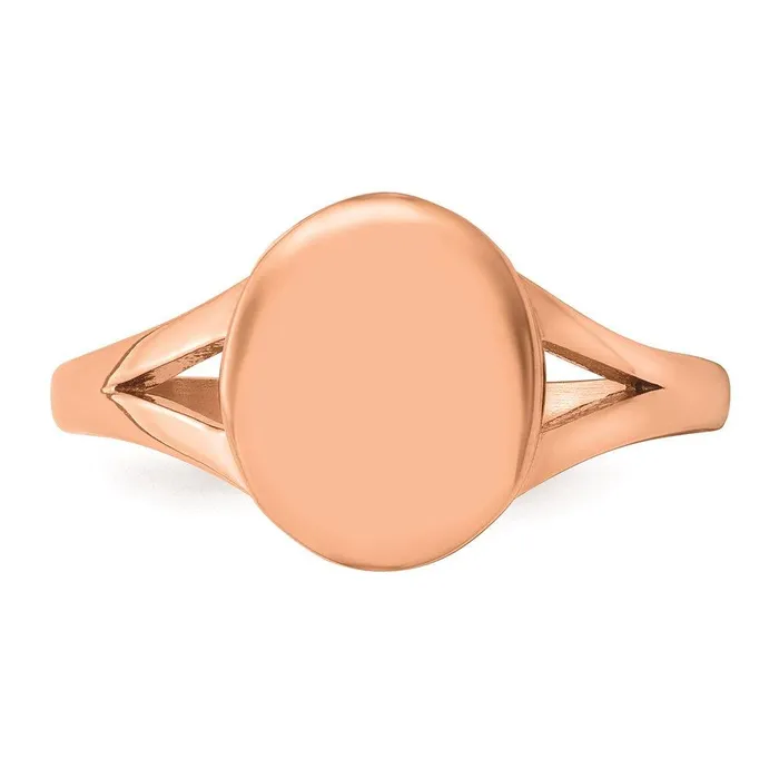 Chisel Stainless Steel Polished Rose IPplated Oval Disc Ring Rings Chisel Stainless Steel Polished Rose IPplated Oval Disc Ring Rings