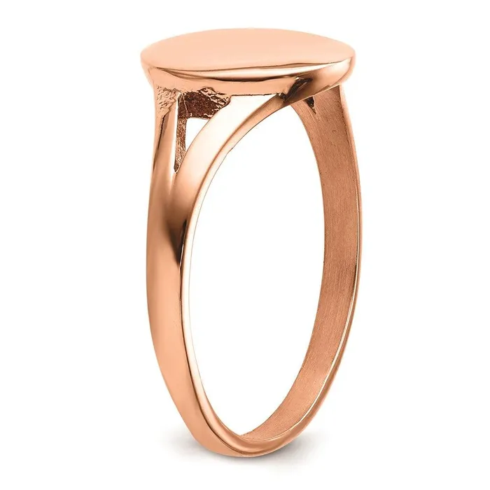 Chisel Stainless Steel Polished Rose IPplated Oval Disc Ring Rings Chisel Stainless Steel Polished Rose IPplated Oval Disc Ring Rings