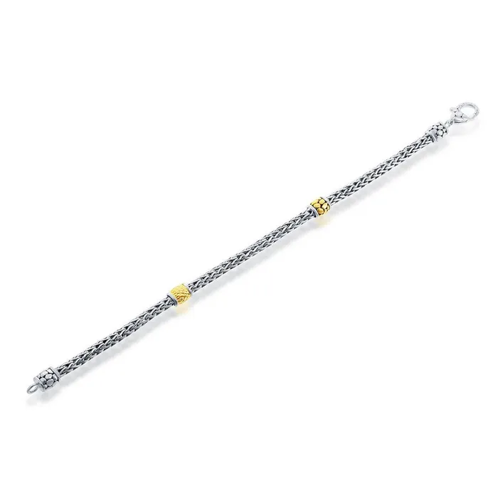 Classic Bracelets Classic Womens Bracelet TwoTone Sterling Silver Braided Style S4528 Classic Bracelets Classic Womens Bracelet TwoTone Sterling Silver Braided Style S4528