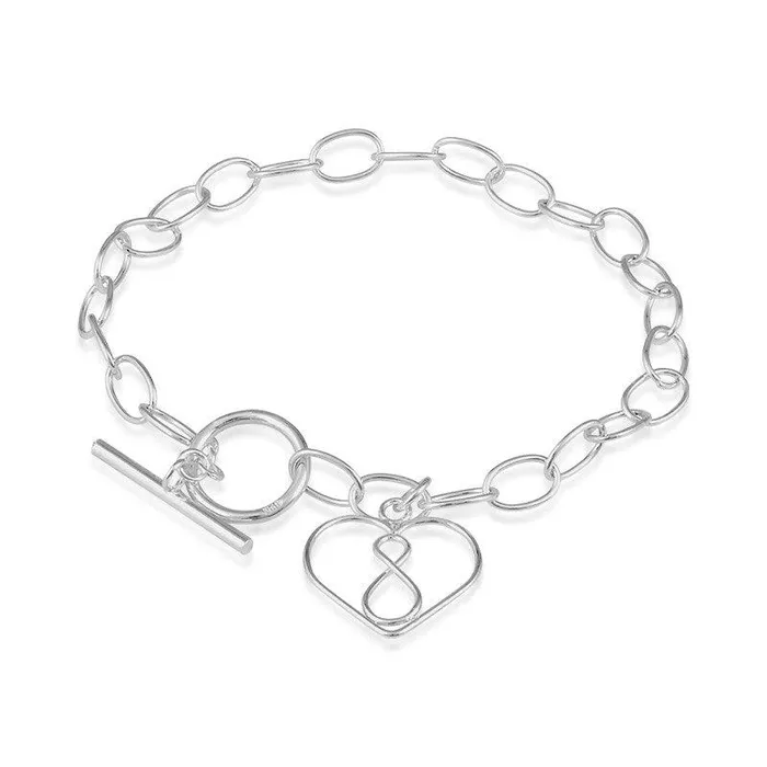 Classic Bracelets Sterling Silver Open Heart with Infinity Symbol Bracelet 75 Classic Bracelets Sterling Silver Open Heart with Infinity Symbol Bracelet 75