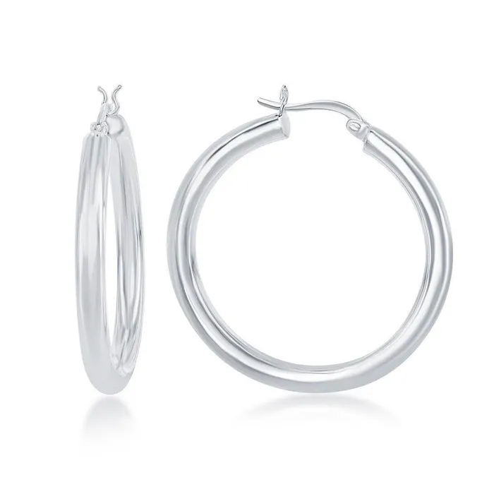 Classic Earrings Sterling Silver HighPolished Hoop Earrings 4 x 40 mm