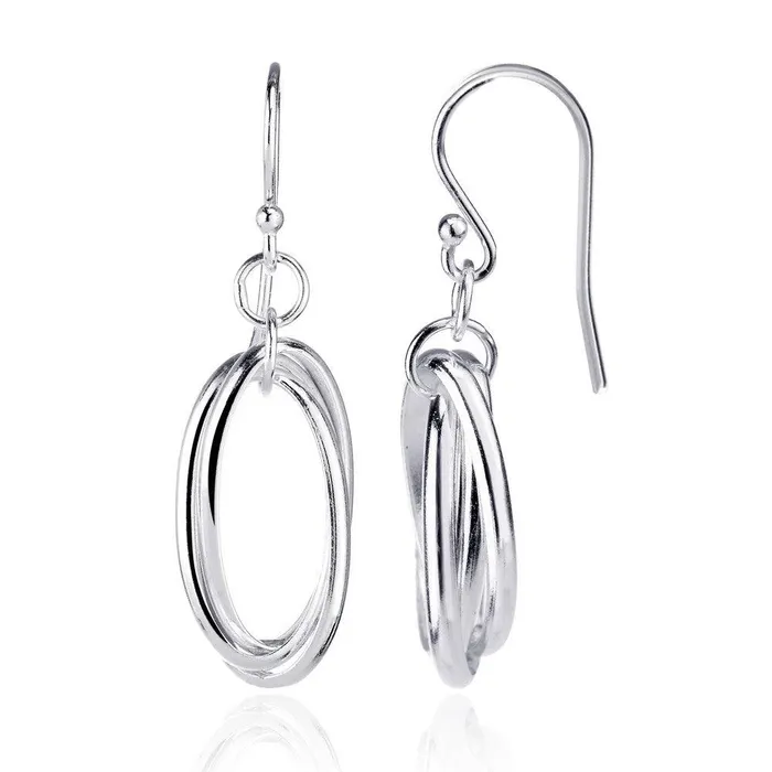 Classic Earrings Sterling Silver Triple Oval Earrings