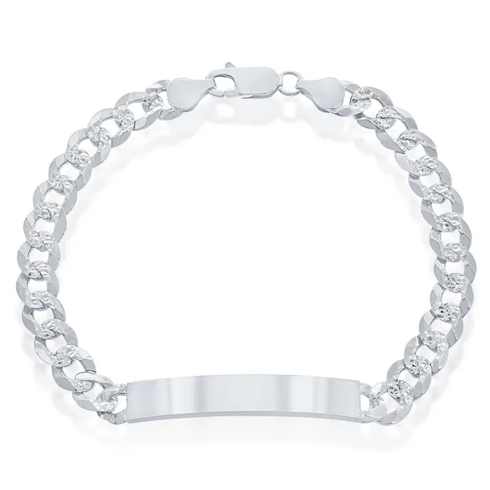 Classic Mens Bracelet Sterling Silver 7mm Pave Curb Chain ID S5125 Classic Bracelets Classic Mens Bracelet Sterling Silver 7mm Pave Curb Chain ID S5125 Classic Bracelets