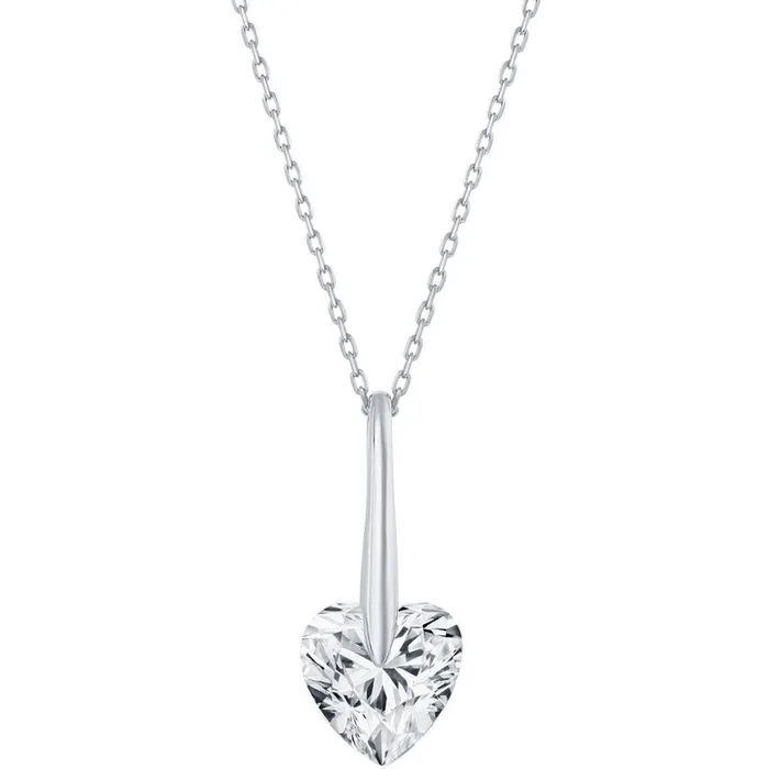 Classic Necklaces Classic Womens Necklace Sterling Silver 10mm Heart CZ M6779 Classic Necklaces Classic Womens Necklace Sterling Silver 10mm Heart CZ M6779
