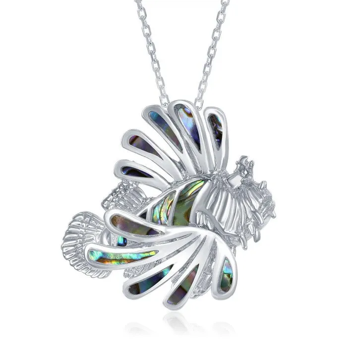 Classic Necklaces Sterling Silver Black Abalone Lionfish Pendant