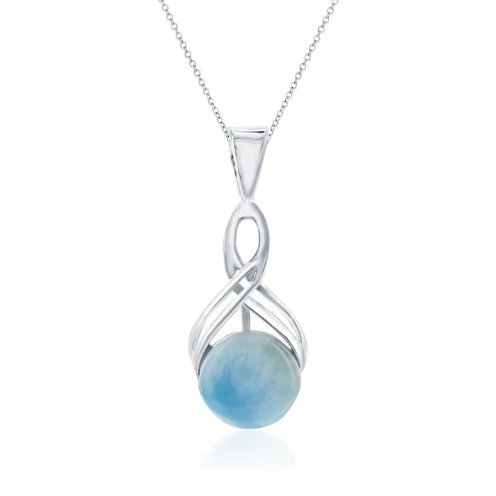 Classic Necklaces Sterling Silver Infinity Round Larimar Pendant