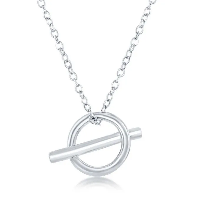Classic Necklaces Sterling Silver Open Circle and Bar Necklace