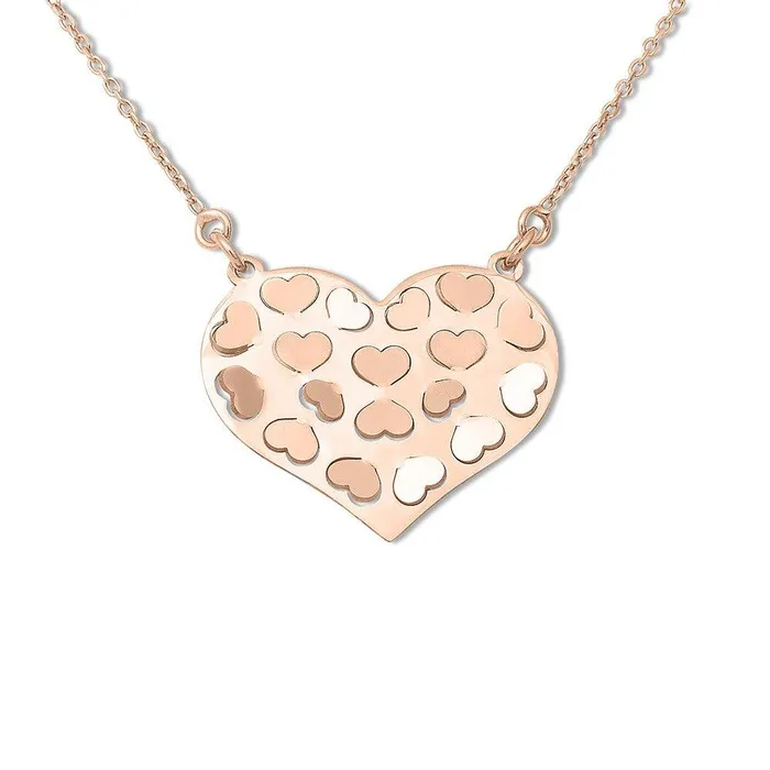 Classic Necklaces Sterling Silver Rose Gold Hearts Necklace