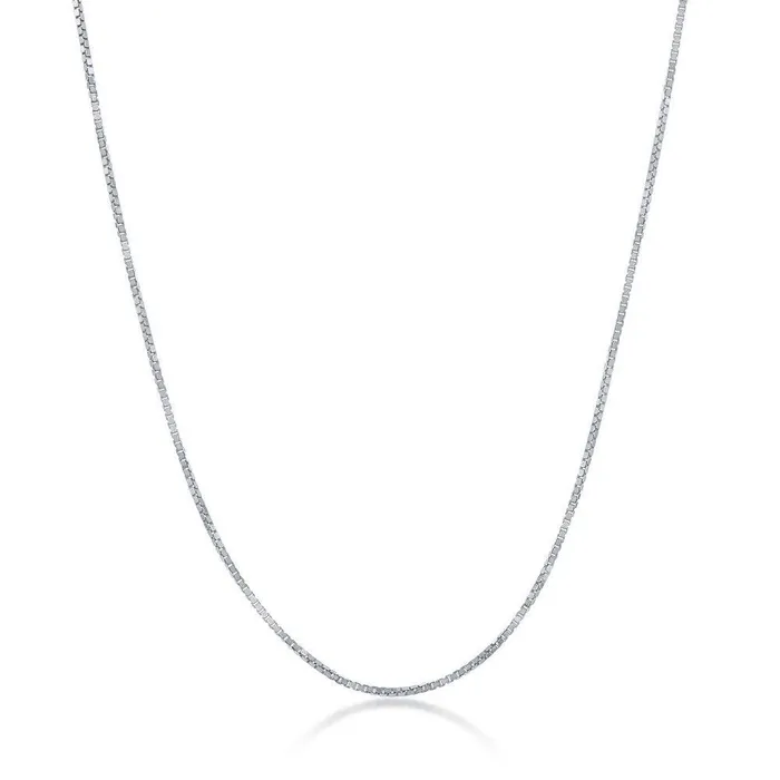 Classic Rings Sterling Silver Rhodium Plated 085mm Box Chain 24