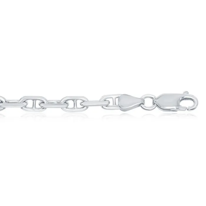 Classic Rings Sterling Silver Rhodium Plated 46mm Anchor Marina Chain 20
