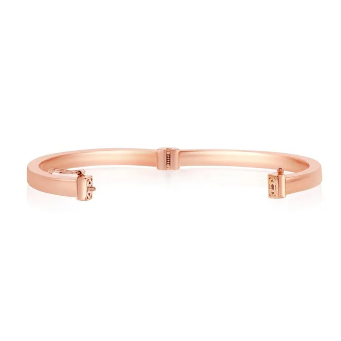 Classic Rings Sterling Silver Rose Gold Plated Plain Hinged Bangle