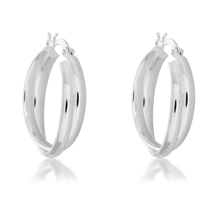 Classic Sterling Silver Double Hoop Earrings Earrings