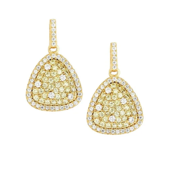 Classic Sterling Silver Gold Triangle Micro Pave Earrings Earrings