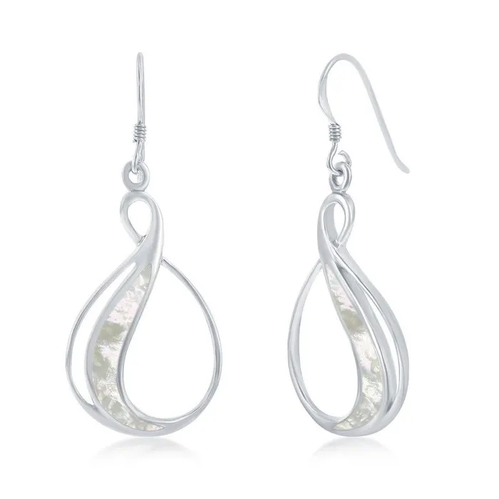 Classic Sterling Silver Pear Shaped White MOP Earrings Earrings
