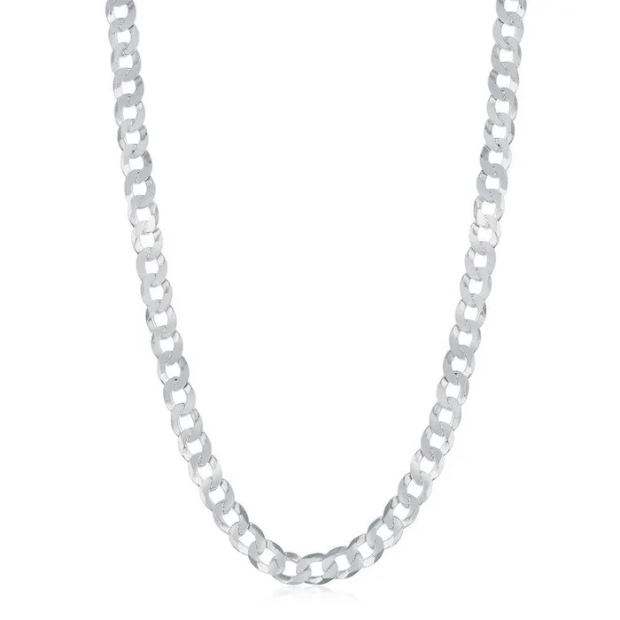 Classic Sterling Silver Rhodium Plated 44mm Cuban Chain 24 Rings