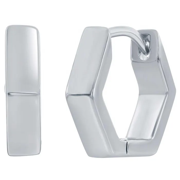Classic Womens Earrings Sterling Silver Geometric Huggie Hoop A2690 Classic Earrings Classic Womens Earrings Sterling Silver Geometric Huggie Hoop A2690 Classic Earrings
