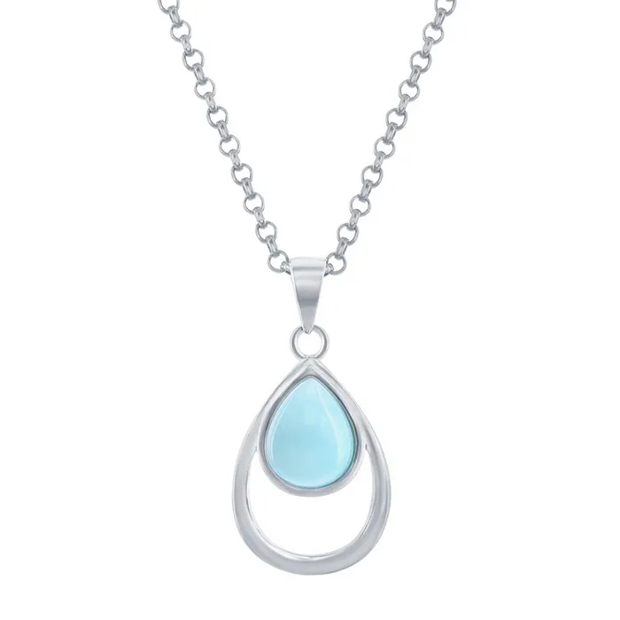 Classic Womens Pendant Sterling Larimar Double Pear Shaped K8944 Necklaces Classic Womens Pendant Sterling Larimar Double Pear Shaped K8944 Necklaces