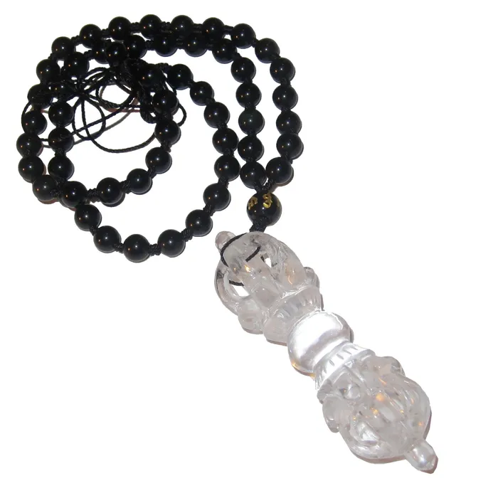 Clear Quartz Necklace Dorje Wand Tibetan Spiritual Stone Satin Crystals Necklaces