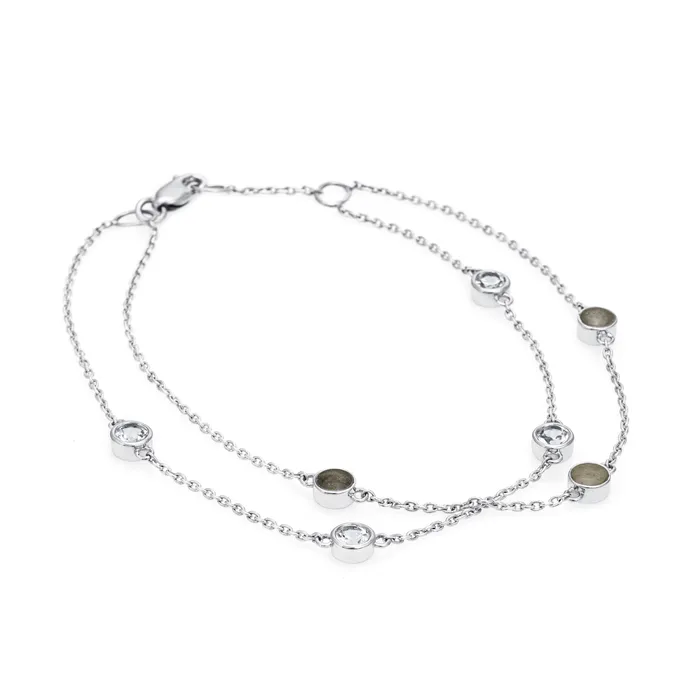 closebymejewelry Bracelets Double Strand Cremation Bracelet in 14K White Gold