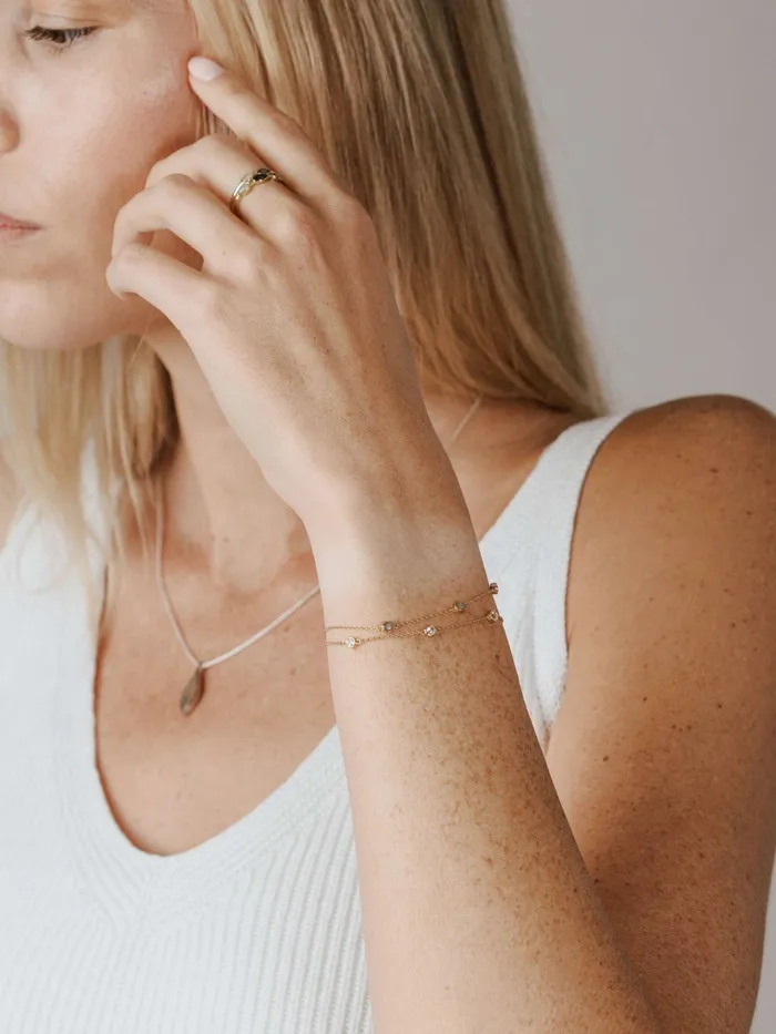 closebymejewelry Bracelets Double Strand Cremation Bracelet in 14K White Gold
