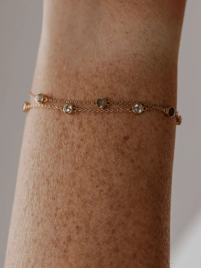 closebymejewelry Bracelets Double Strand Cremation Bracelet in 14K White Gold