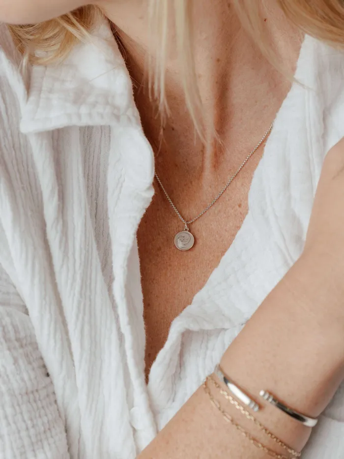 closebymejewelry Necklaces 10mm Dome Cremation Necklace in 14K Yellow Gold
