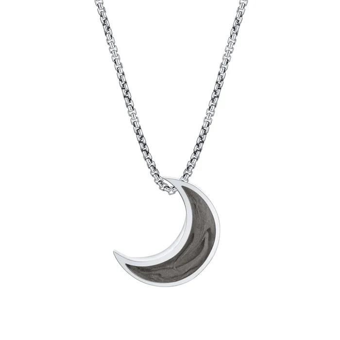closebymejewelry Necklaces Crescent Moon Cremation Necklace in 14K White Gold