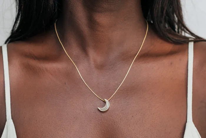 closebymejewelry Necklaces Crescent Moon Cremation Necklace in 14K White Gold