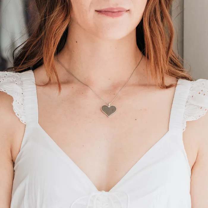 closebymejewelry Necklaces Large Heart Cremation Necklace in Sterling Silver