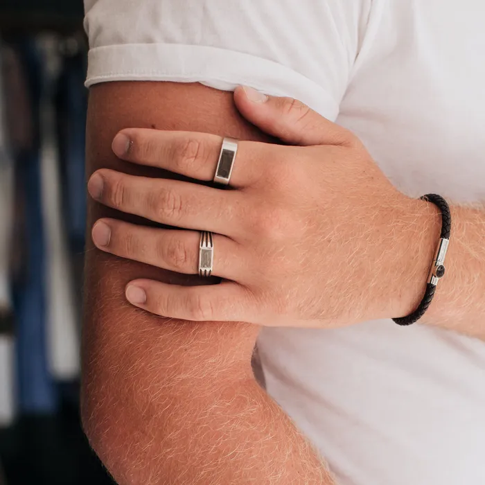 closebymejewelry Rings Mens Classic Band Cremation Ring in Sterling Silver