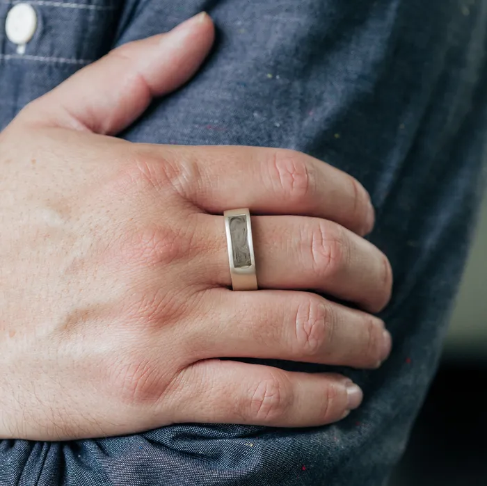 closebymejewelry Rings Mens Classic Band Cremation Ring in Sterling Silver