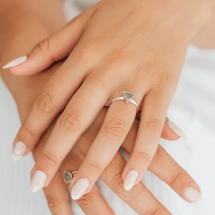 closebymejewelry Rings Triangle Stacking Cremation Ring in 14K Rose Gold