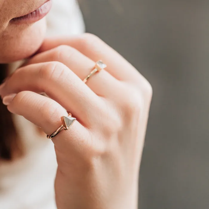 closebymejewelry Rings Triangle Stacking Cremation Ring in 14K Rose Gold