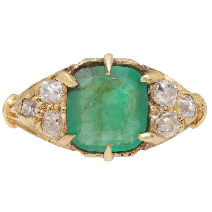 Crown Jewel Emerald Ring Antique Vintage Jewelry Rings