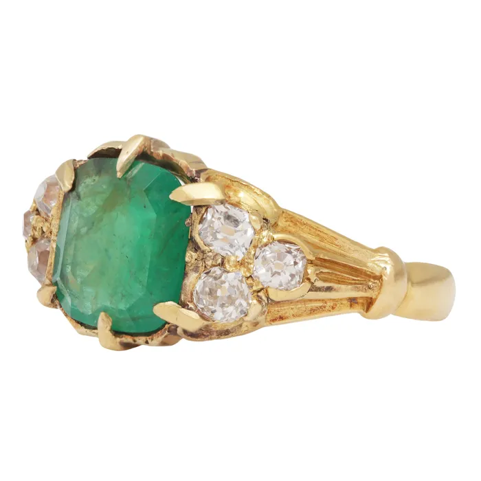 Crown Jewel Emerald Ring Antique Vintage Jewelry Rings
