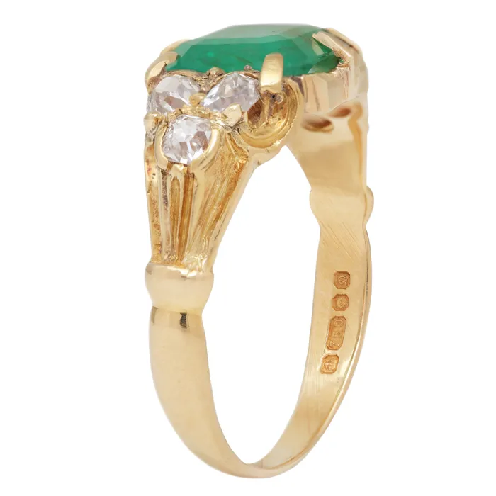 Crown Jewel Emerald Ring Antique Vintage Jewelry Rings