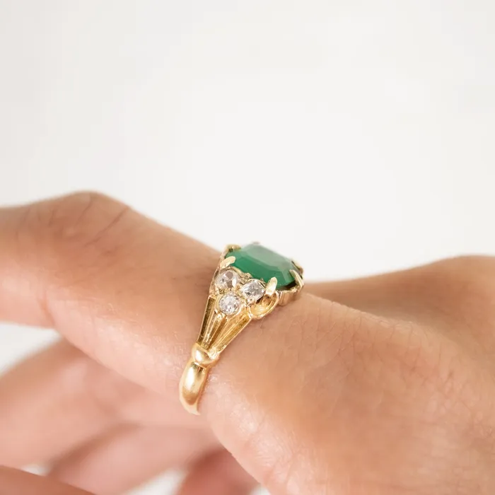 Crown Jewel Emerald Ring Antique Vintage Jewelry Rings
