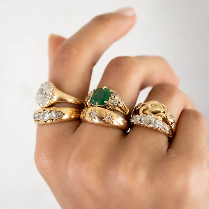 Crown Jewel Emerald Ring Antique Vintage Jewelry Rings