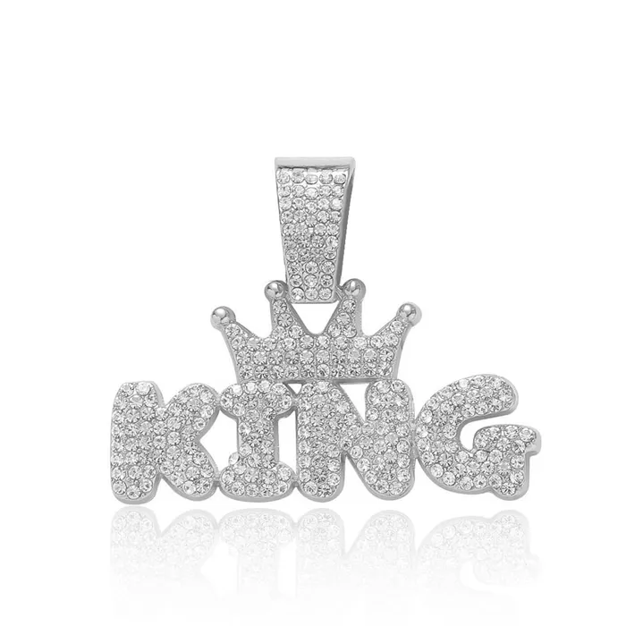Crowned King Iced Out Cuban Pendant Necklace VVS Jewelry Necklaces