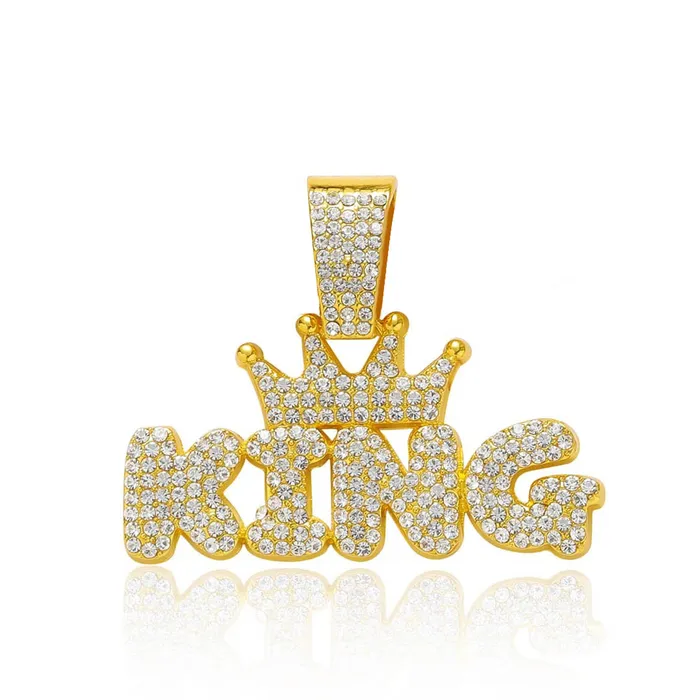 Crowned King Iced Out Cuban Pendant Necklace VVS Jewelry Necklaces