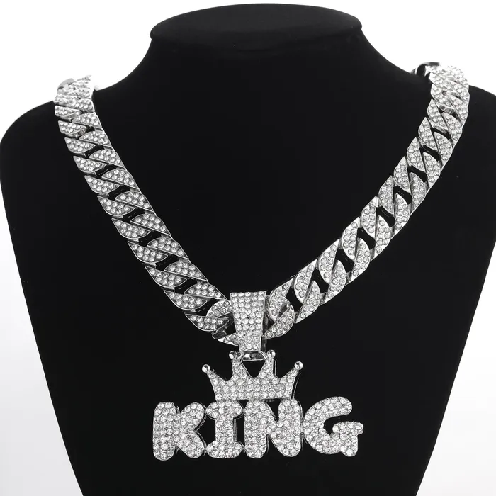 Crowned King Iced Out Cuban Pendant Necklace VVS Jewelry Necklaces