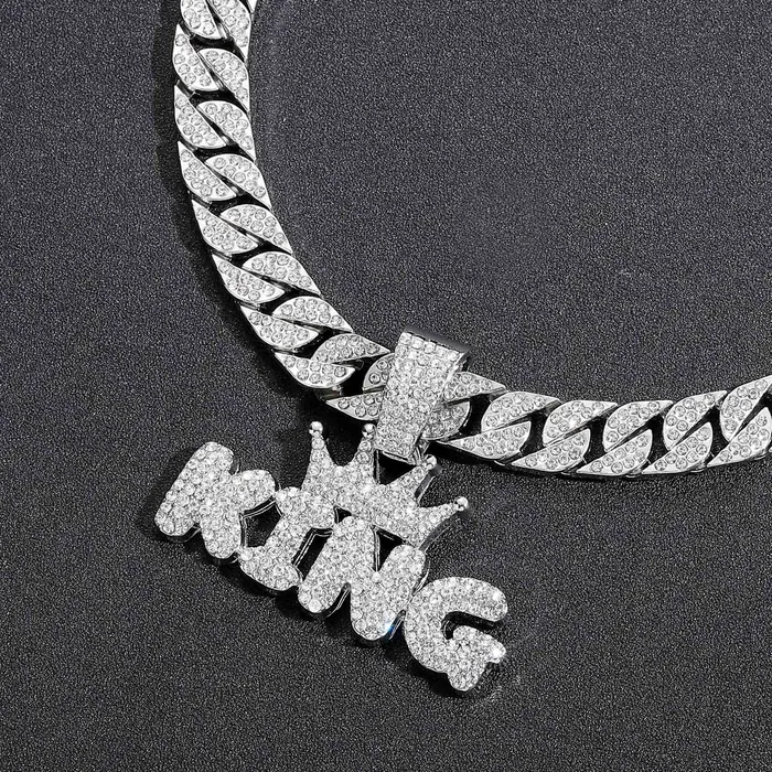 Crowned King Iced Out Cuban Pendant Necklace VVS Jewelry Necklaces