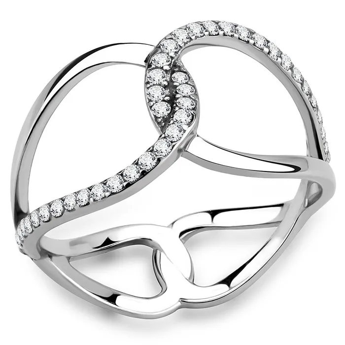 DA307 No Plating Stainless Steel Ring with AAA Grade CZ in Clear Alamode Rings DA307 No Plating Stainless Steel Ring with AAA Grade CZ in Clear Alamode Rings