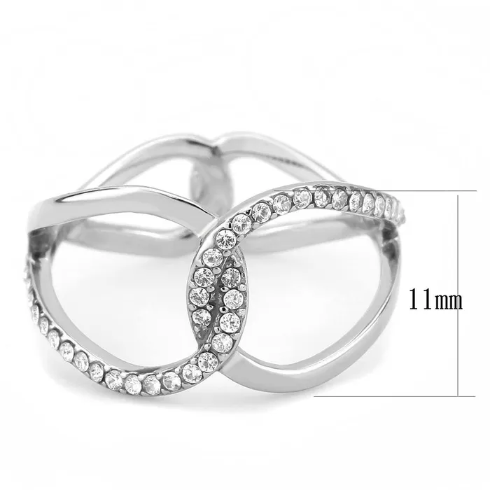 DA307 No Plating Stainless Steel Ring with AAA Grade CZ in Clear Alamode Rings