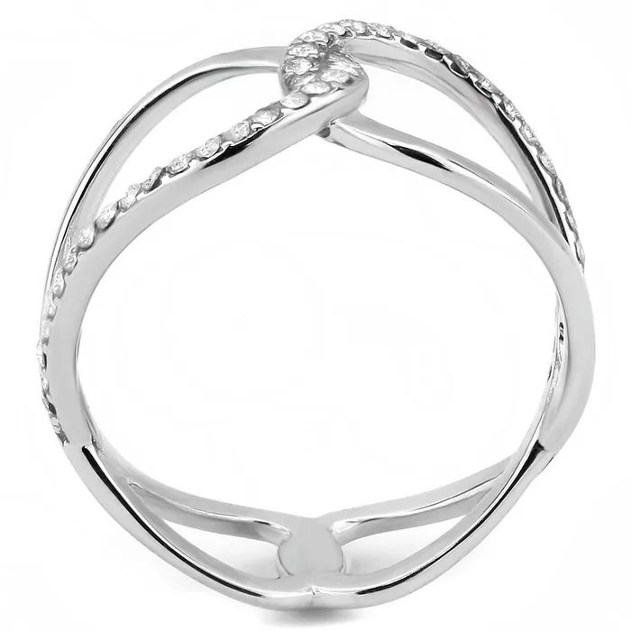 DA307 No Plating Stainless Steel Ring with AAA Grade CZ in Clear Alamode Rings