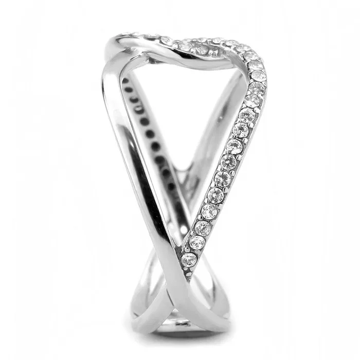 DA307 No Plating Stainless Steel Ring with AAA Grade CZ in Clear Alamode Rings